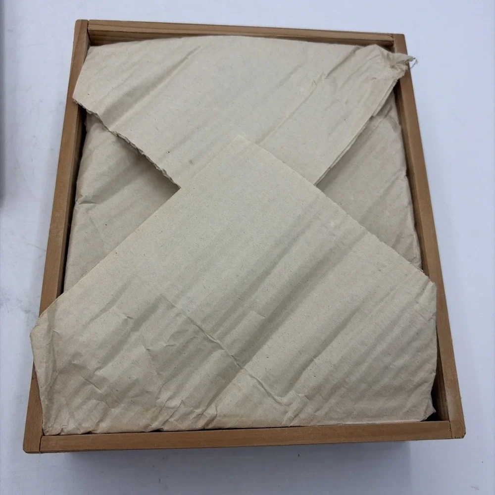 Vintage Neiman Marcus Japan Fan Shaped Porcelain Plates Set 4 w Wood Box